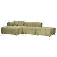 ECKSOFA Hellgrün Cord Zierkissen, Rücken echt  - Schwarz/Hellgrün, KONVENTIONELL, Kunststoff/Textil (162/313cm) - Carryhome