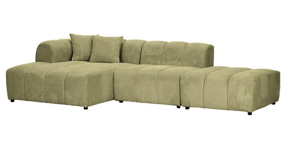 ECKSOFA Hellgrün Cord Zierkissen, Rücken echt  - Schwarz/Hellgrün, KONVENTIONELL, Kunststoff/Textil (162/313cm) - Carryhome