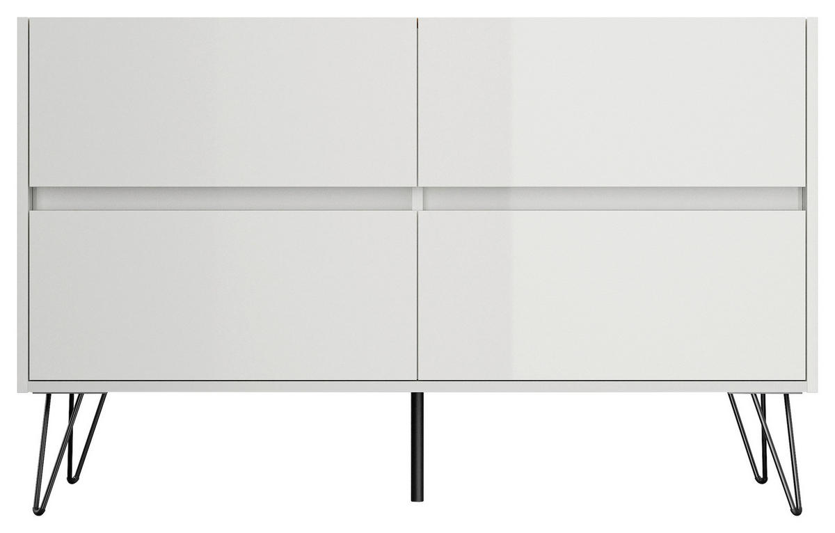 SIDEBOARD Posseik Industrial  in 119/75/42 cm  - Eichefarben/Schwarz, Design, Holzwerkstoff/Metall (119/75/42cm) - P & B