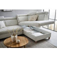 ECKSOFA inkl. Funktionen Weiß Samt  - Weiß/Bronzefarben, Design, Holz/Textil (261/206cm) - Venda