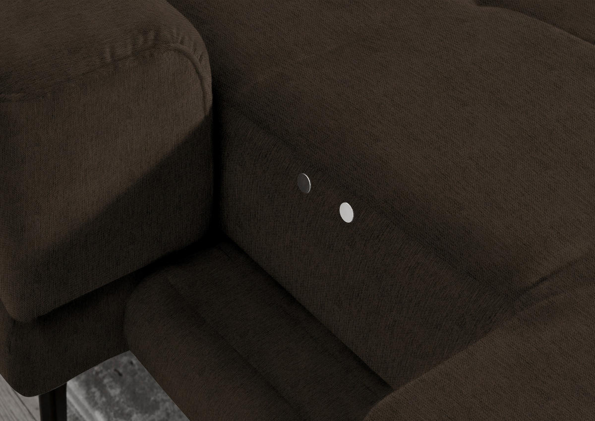 ECKSOFA in Flachgewebe Dunkelbraun  - Dunkelbraun/Schwarz, Design, Textil/Metall (190/309cm) - Beldomo Style