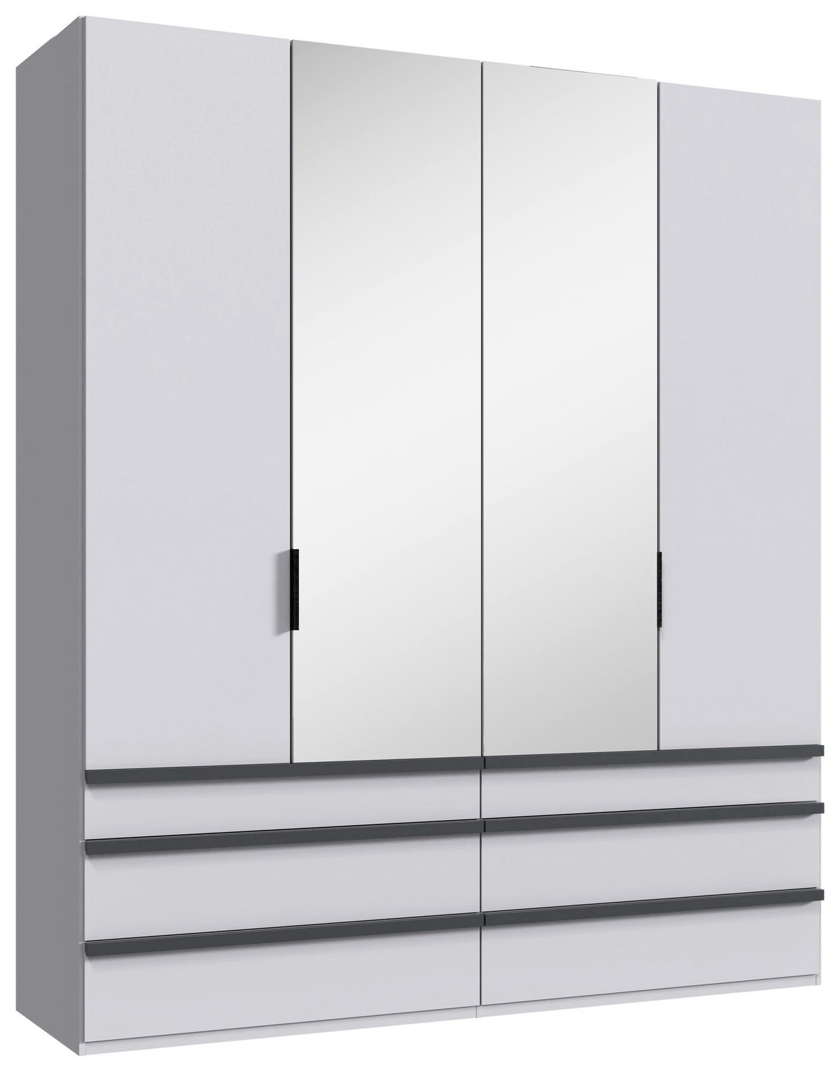 FALTTÜRENSCHRANK 200/236/58 cm 4-türig Weiß  - Schwarz/Weiß, Design, Glas/Holzwerkstoff (200/236/58cm) - Boxxx