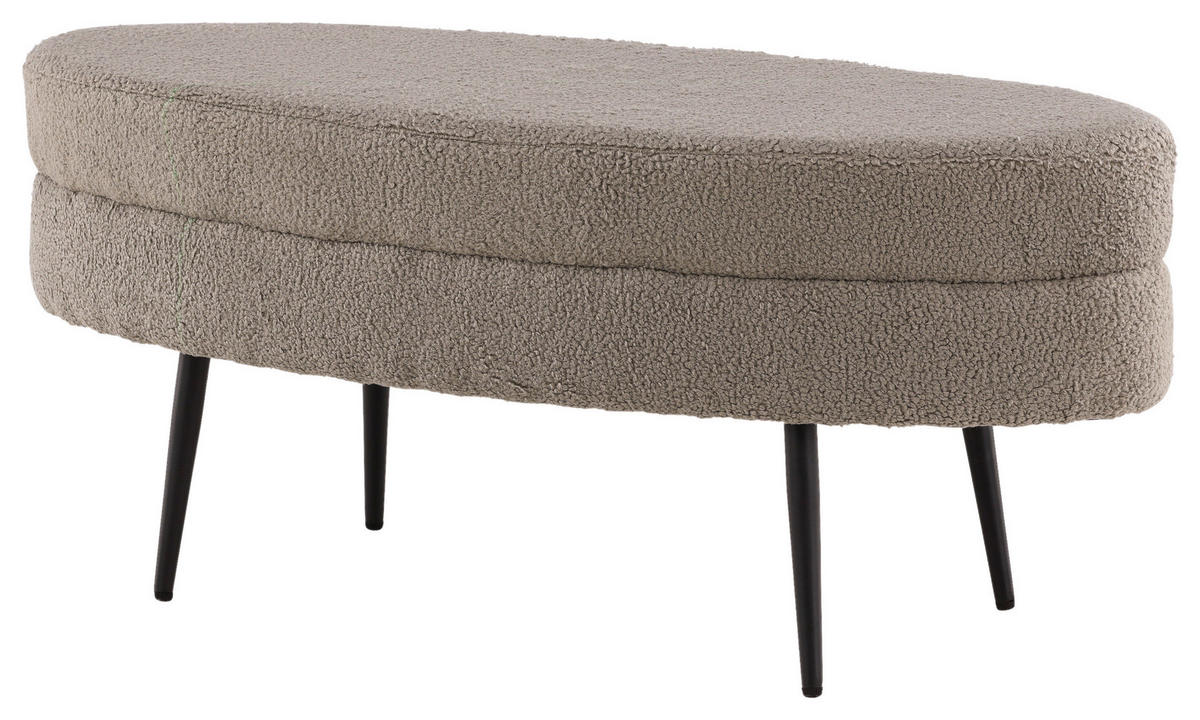 HOCKERBANK in Metall, Textil Greige  - Greige/Schwarz, Design, Textil/Metall (100/41/40cm) - Livetastic
