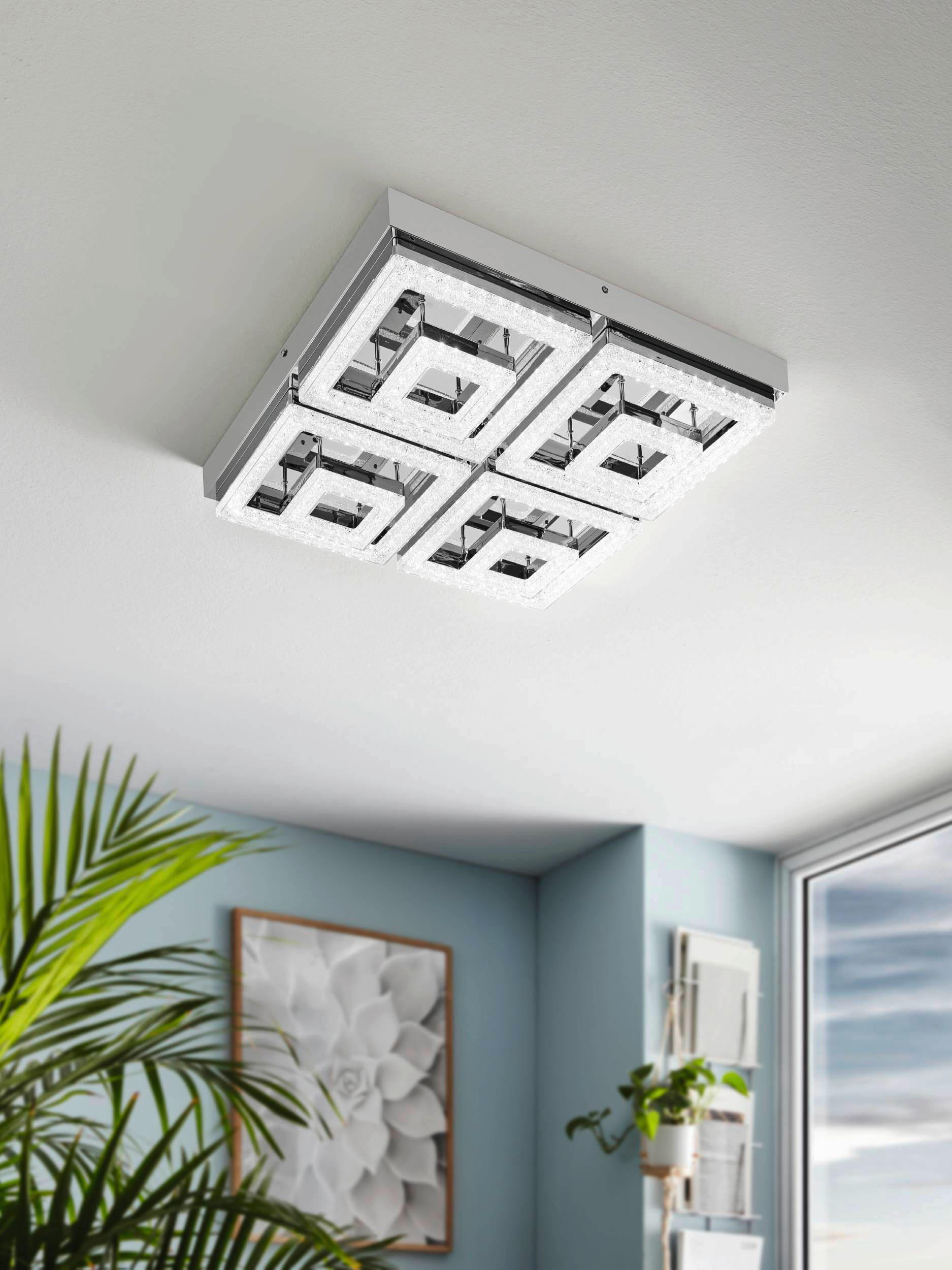 PLAFONIERĂ CU LED - transparent, Basics, sticlă/metal (52/52/9,5cm)