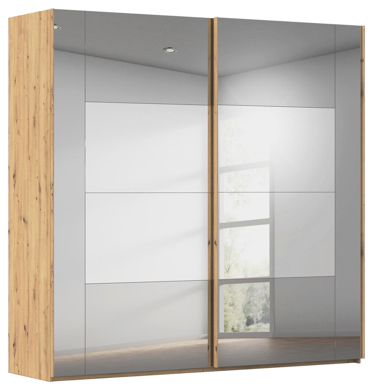 SCHWEBETÜRENSCHRANK 226/223/68 cm 2-türig Eiche Artisan  - Eiche Artisan, Design, Glas/Holzwerkstoff (226/223/68cm) - Xora