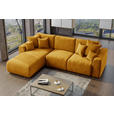 ECKSOFA in Samt Gelb  - Chromfarben/Gelb, KONVENTIONELL, Kunststoff/Textil (195/293cm) - Carryhome