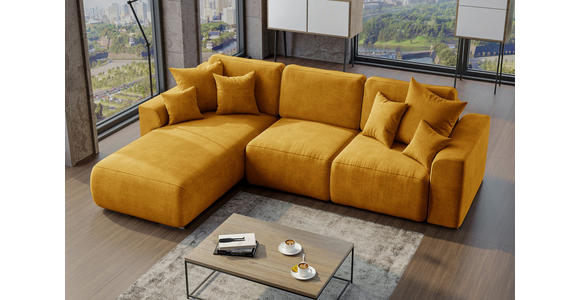 ECKSOFA in Samt Gelb  - Chromfarben/Gelb, KONVENTIONELL, Kunststoff/Textil (195/293cm) - Carryhome