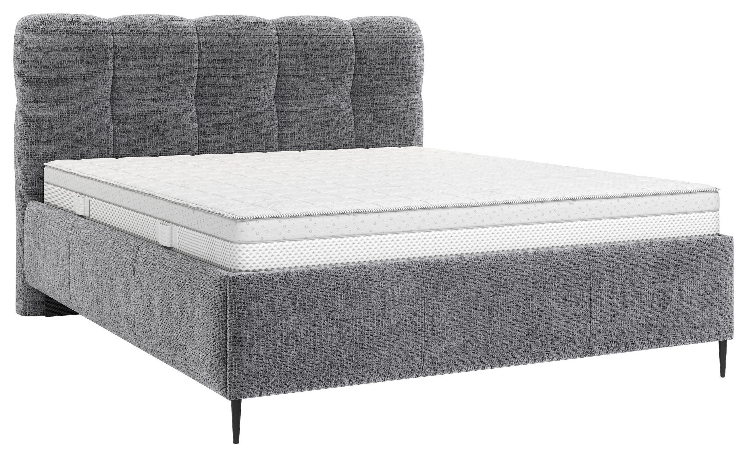 POLSTERBETT gepolstertes Kopfteil, Lattenrost 180/200 cm  in Anthrazit  - Anthrazit/Schwarz, Design, Holz/Textil (180/200cm) - Boxxx