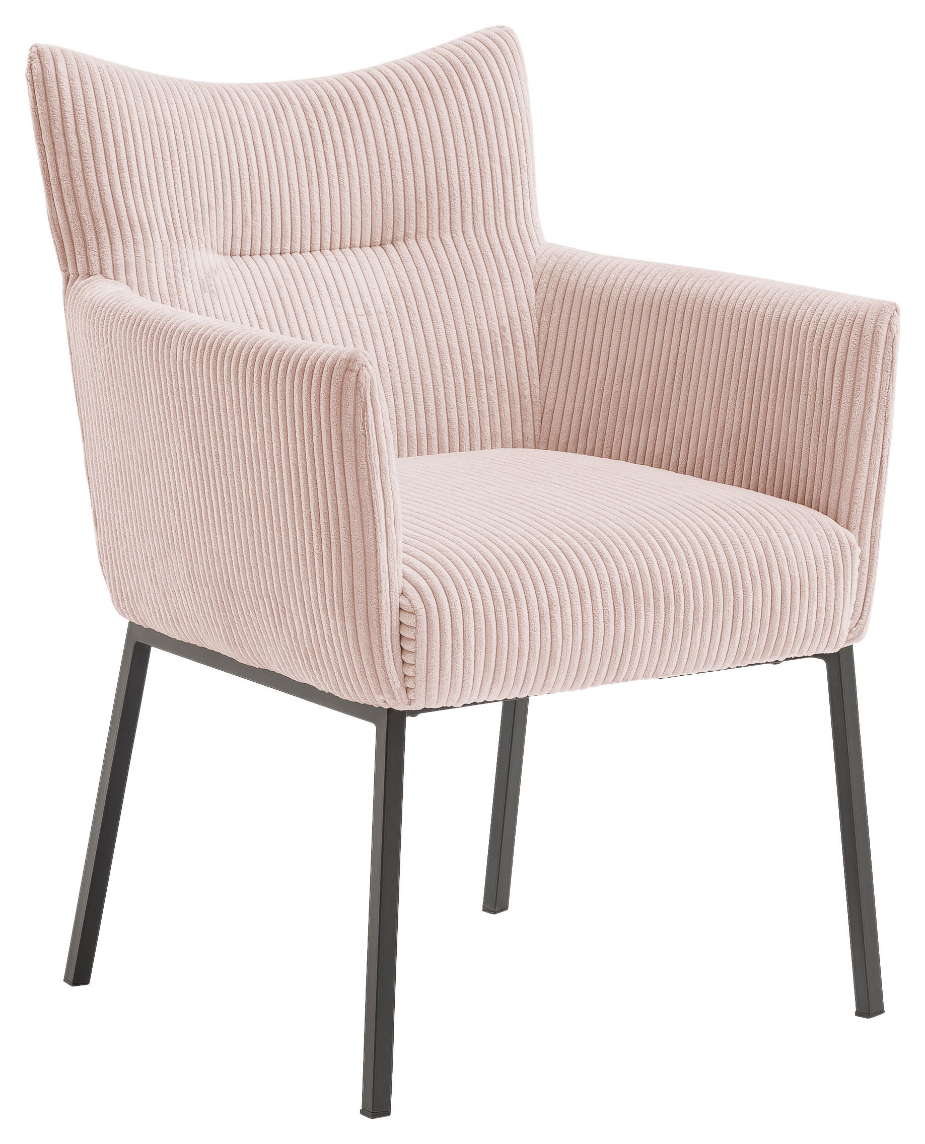ARMLEHNSTUHL  in Eisen Cord  - Schwarz/Rosa, Design, Textil/Metall (63/86/65cm) - Novel