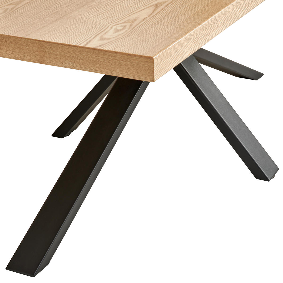 ESSTISCH Eiche furniert rechteckig Naturfarben, Schwarz  - Schwarz/Naturfarben, KONVENTIONELL, Holz/Holzwerkstoff (200/76/100cm) - MID.YOU