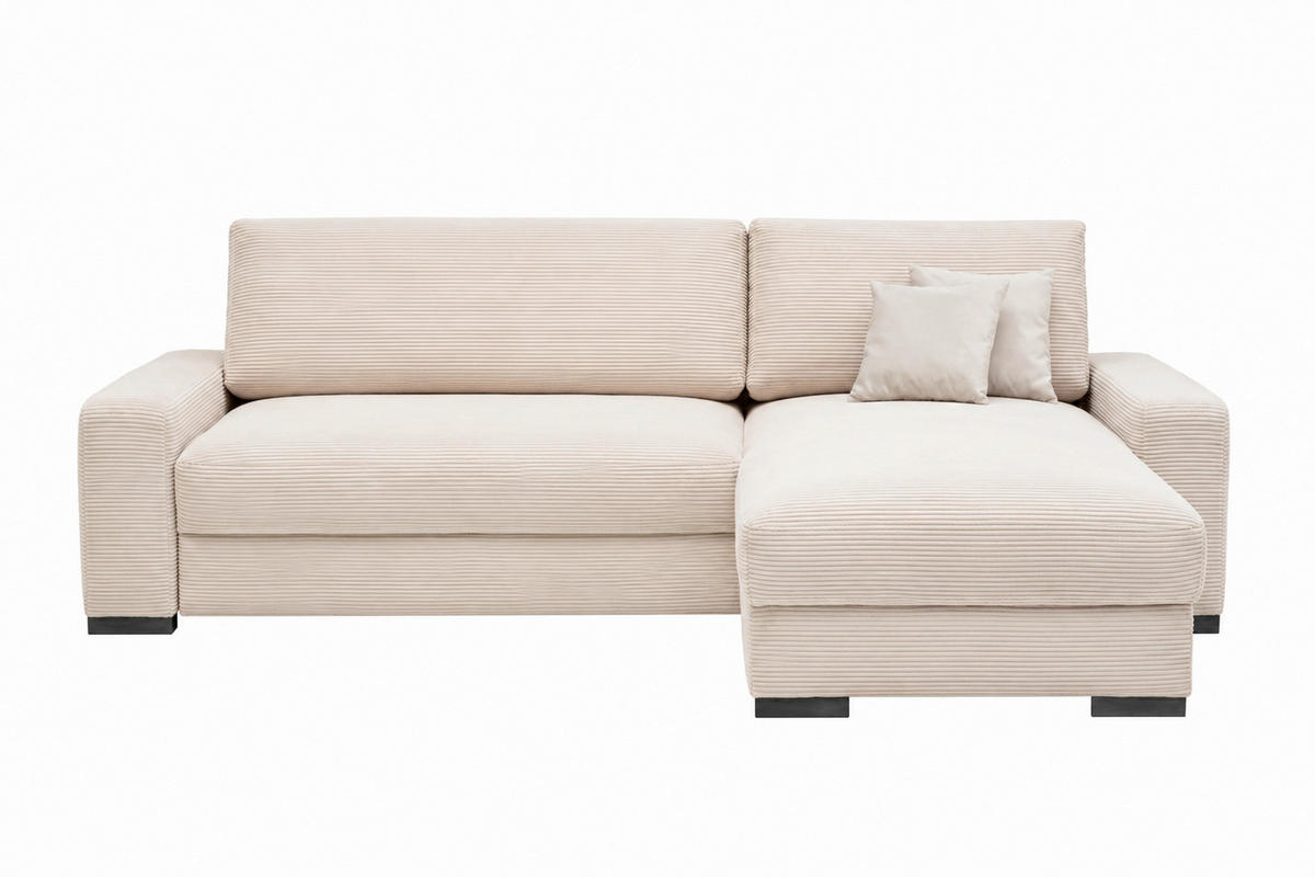 ECKSOFA  Cord Beige  - Beige/Schwarz, Basics, Holz/Holzwerkstoff (264/184cm) - MID.YOU
