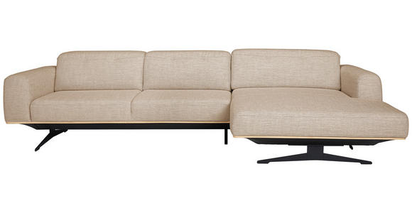 ECKSOFA Sandfarben Struktur - Sandfarben/Eichefarben, Design, Holz/Textil (305/163cm) - Novel