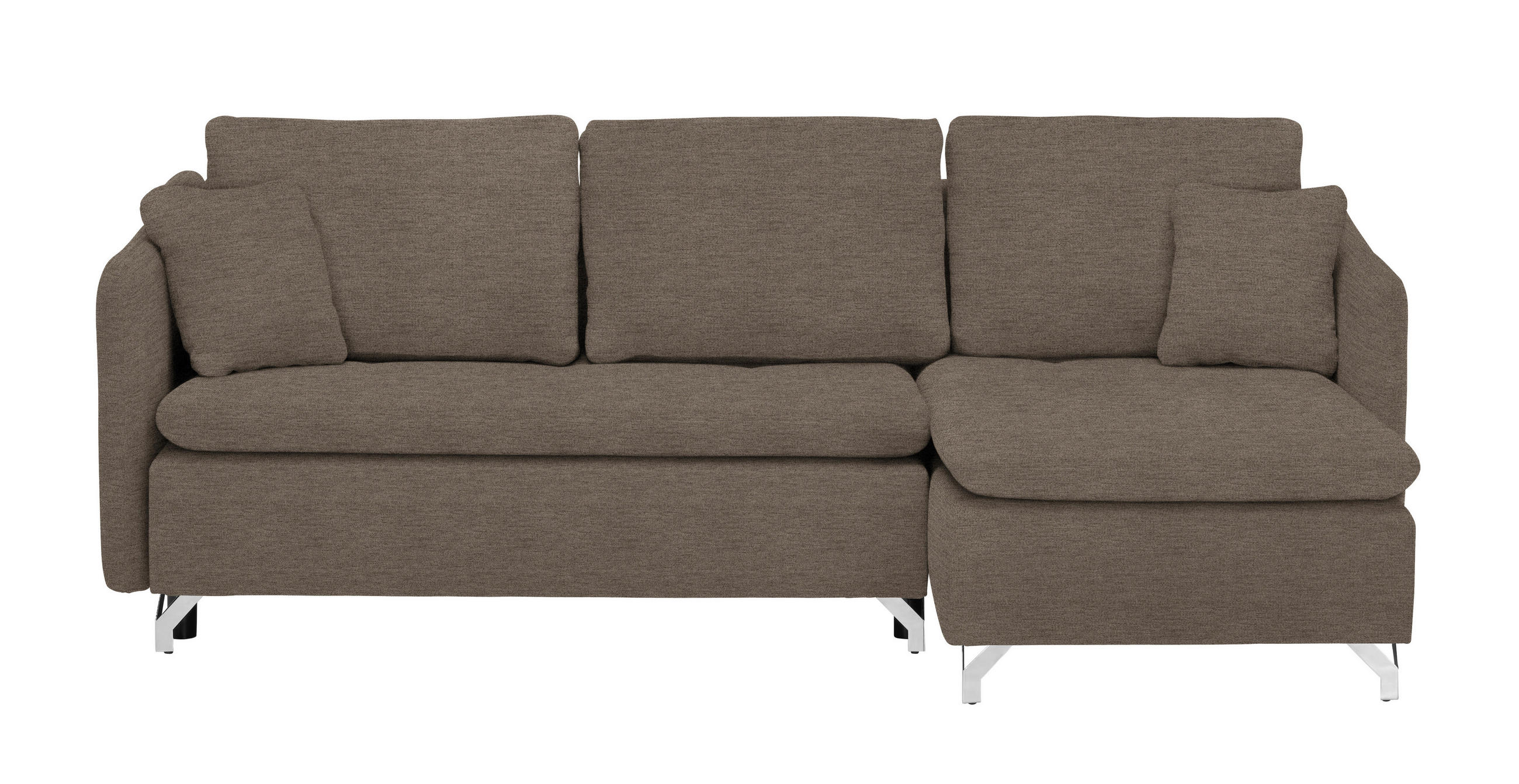 ECKSOFA in Struktur Dunkelbraun  - Dunkelbraun/Silberfarben, Design, Textil/Metall (223/146cm) - Ti'me