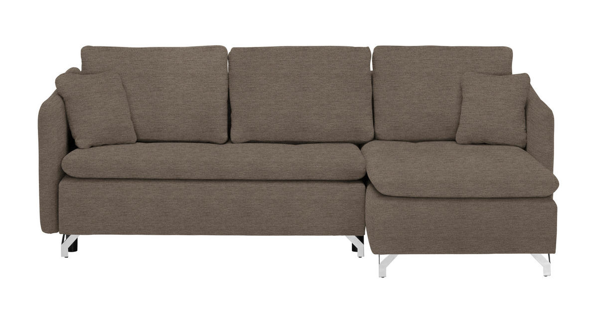 ECKSOFA in Struktur Dunkelbraun  - Dunkelbraun/Silberfarben, Design, Textil/Metall (223/146cm) - Ti'me