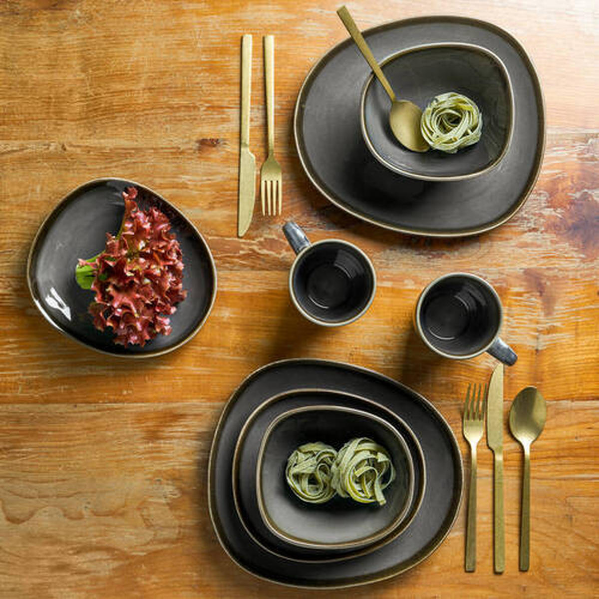 KOMBISERVICE Sines 8-teilig  - Grau, Konventionell, Keramik - Van Well