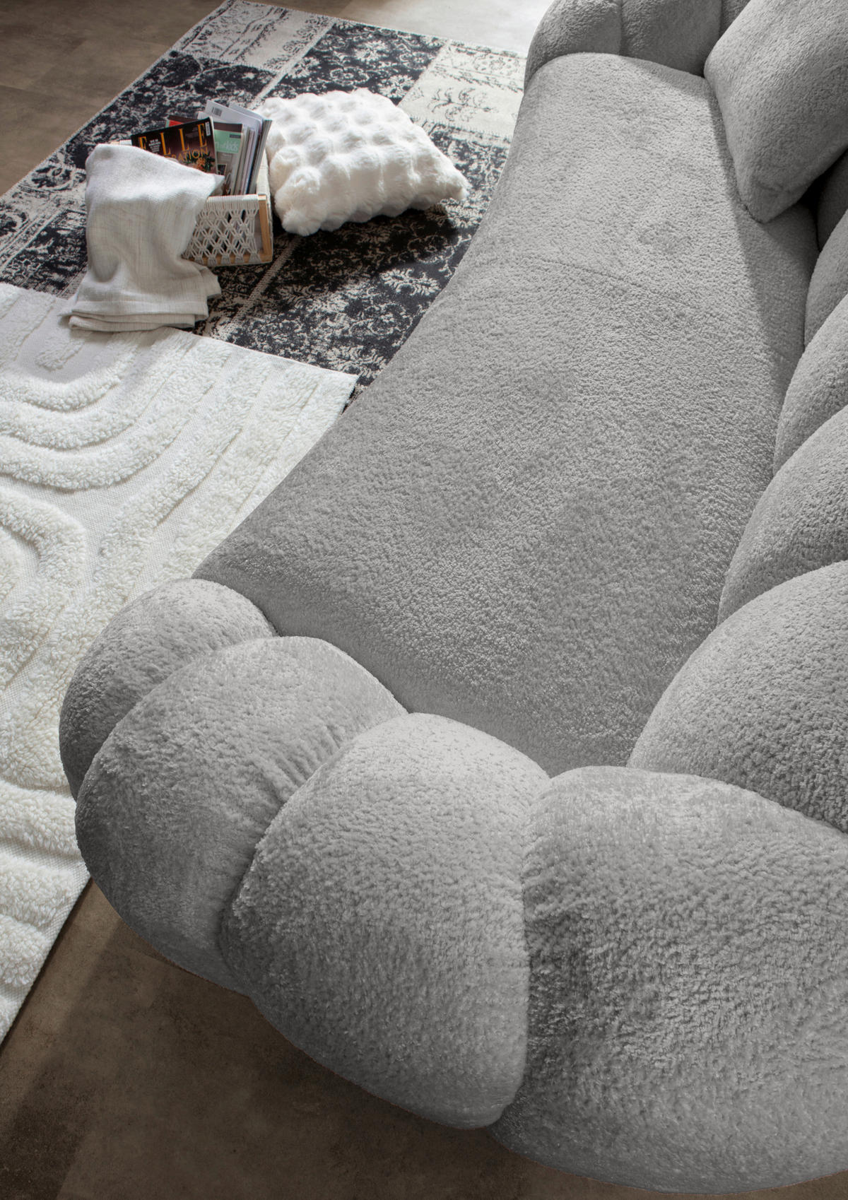 BIGSOFA in Chenille Schlammfarben  - Schlammfarben/Schwarz, KONVENTIONELL, Kunststoff/Textil (248/78/112cm) - Carryhome