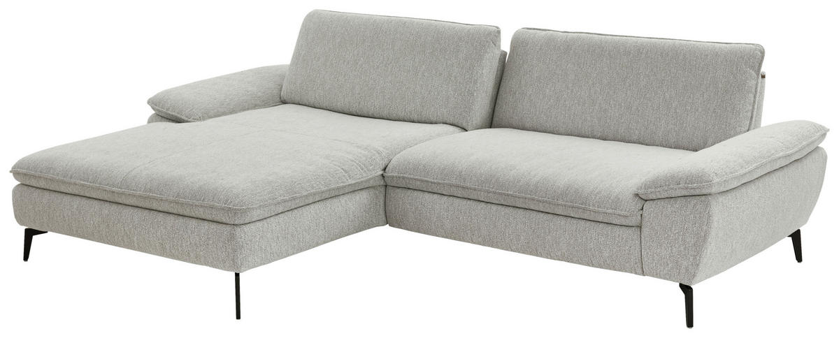 ECKSOFA Ecru Webstoff  - Ecru/Schwarz, Design, Textil/Metall (197/295cm) - Valdera