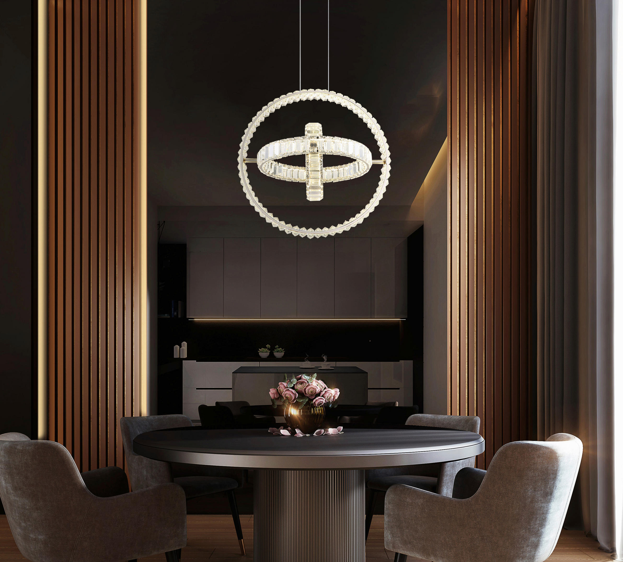LED-HÄNGELEUCHTE 50/40/120 cm    - Klar/Chromfarben, Design, Glas/Metall (50/40/120cm) - Globo