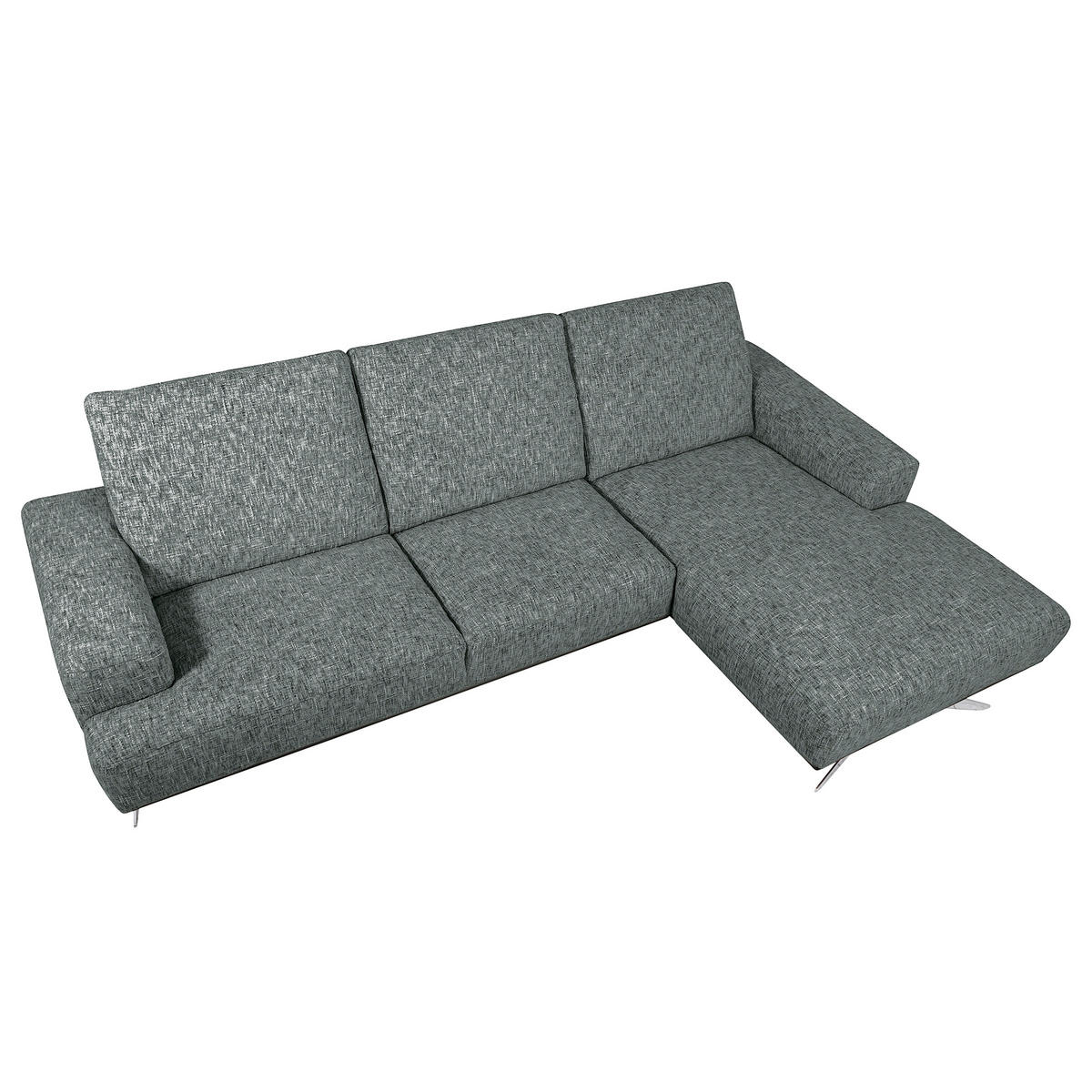 ECKSOFA PORTLAND Anthrazit Struktur Kopfteilverstellung  - Chromfarben/Anthrazit, Design, Holz/Textil (295/187cm) - Livetastic