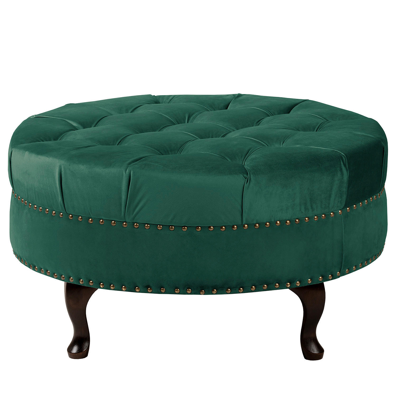 HOCKER Pako Samt Grün  - Braun/Grün, Design, Holz/Textil (80/45/80cm) - Livetastic