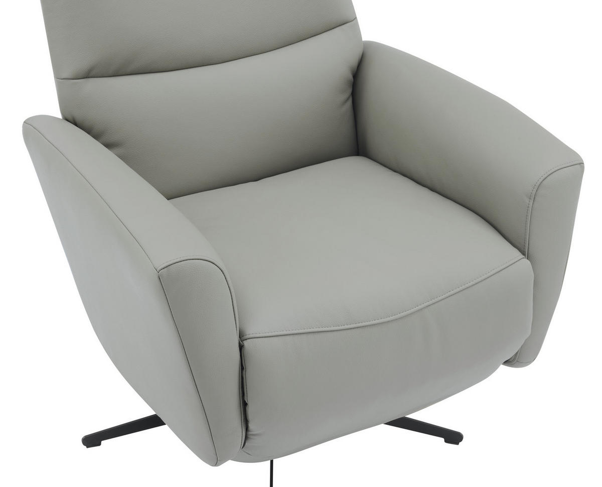 RELAXAČNÉ KRESLO, textil, koža, sivá - čierna/sivá, Design, kov/koža (76/104/77cm) - Livetastic