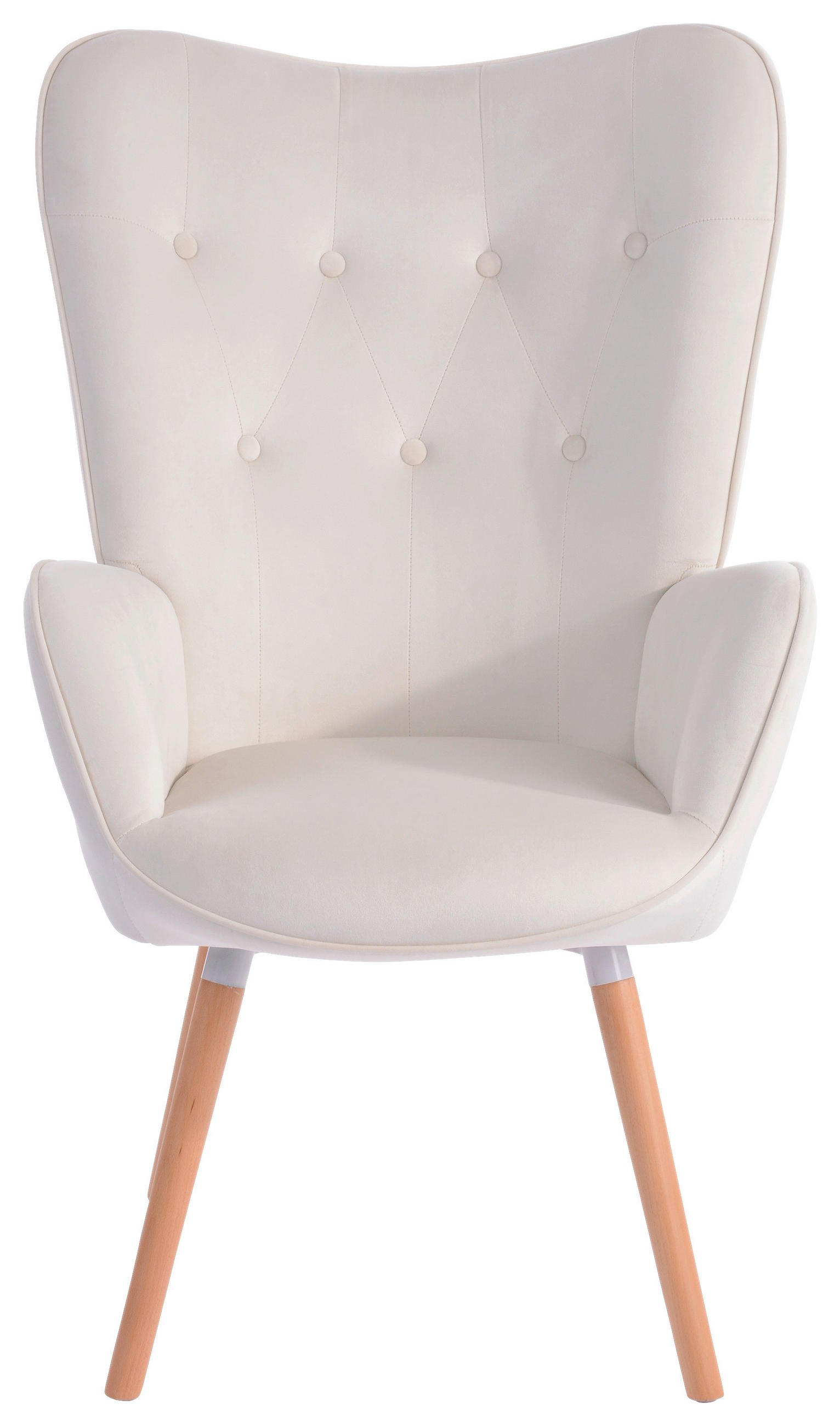 SESSEL Samt Naturfarben, Creme    - Creme/Naturfarben, Design, Holz/Textil (66/109/71cm) - Ti'me