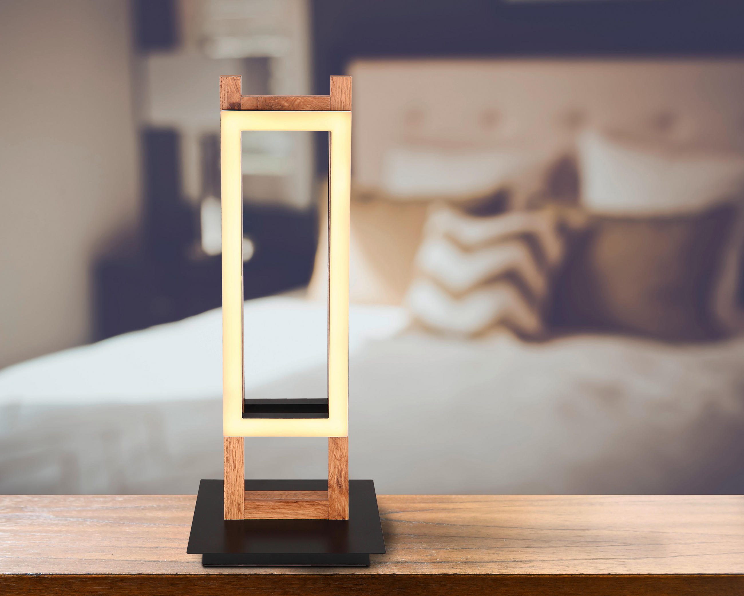 LED ASZTALI LÁMPA - sötétbarna/fekete, Design, műanyag/faalapú anyag (20/15/50cm) - Globo