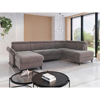WOHNLANDSCHAFT GLENDALE E Taupe Flachgewebe  - Taupe/Schwarz, KONVENTIONELL, Textil/Metall (166/321/193cm) - Sit & More