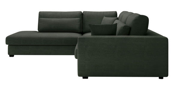 ECKSOFA in Cord Dunkelgrün  - Dunkelgrün/Schwarz, KONVENTIONELL, Kunststoff/Textil (250/314cm) - Carryhome