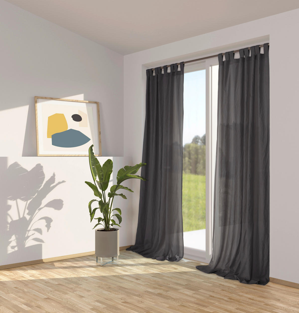 SCHLAUFENVORHANG  - Anthrazit, Basics, Textil (145/250cm)