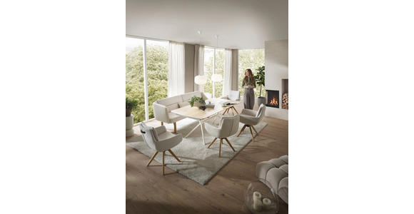 ESSTISCH      - Eiche Bianco/Creme, Design, Holz/Metall (200/100/76cm) - Valnatura