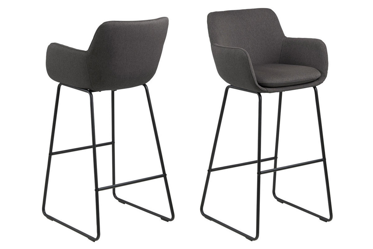BARSKA STOLICA  tamnosiva   - tamnosiva/crna, Dizajnerski, tekstil/metal (52/100/53cm) - Hom`in