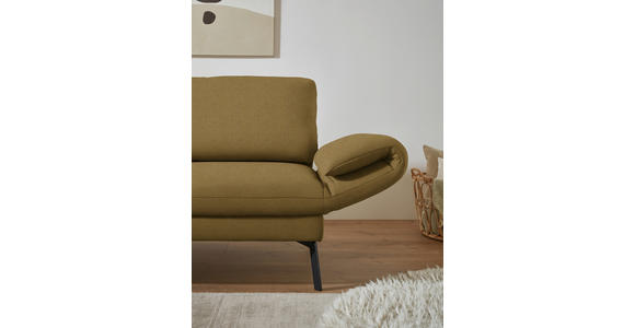 ECKSOFA  in Flachgewebe Schilfgrün Armteilverstellung, Relaxfunktion, Drehsitzfunktion  175-224/255-365 cm  - Schilfgrün/Schwarz, Design, Textil/Metall (175-224/255-365cm) - Dieter Knoll