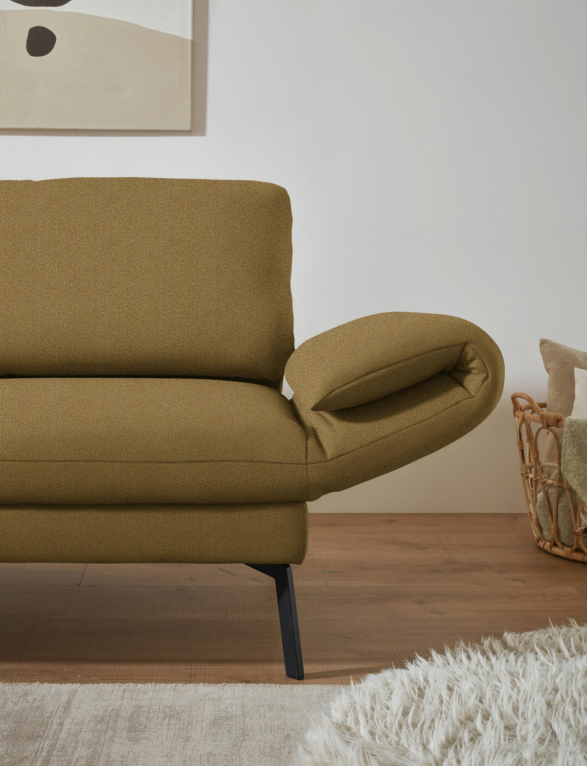 ECKSOFA  in Flachgewebe Schilfgrün  175-224/255-365 cm  - Schilfgrün/Schwarz, Design, Textil/Metall (175-224/255-365cm) - Dieter Knoll