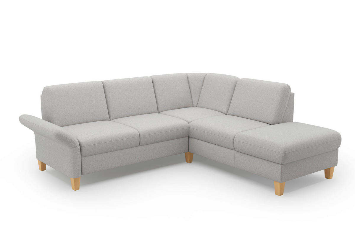 ECKSOFA ROCHELLE E Hellgrau Flachgewebe  - Eichefarben/Hellgrau, KONVENTIONELL, Holz/Textil (240/216cm) - Sit & More