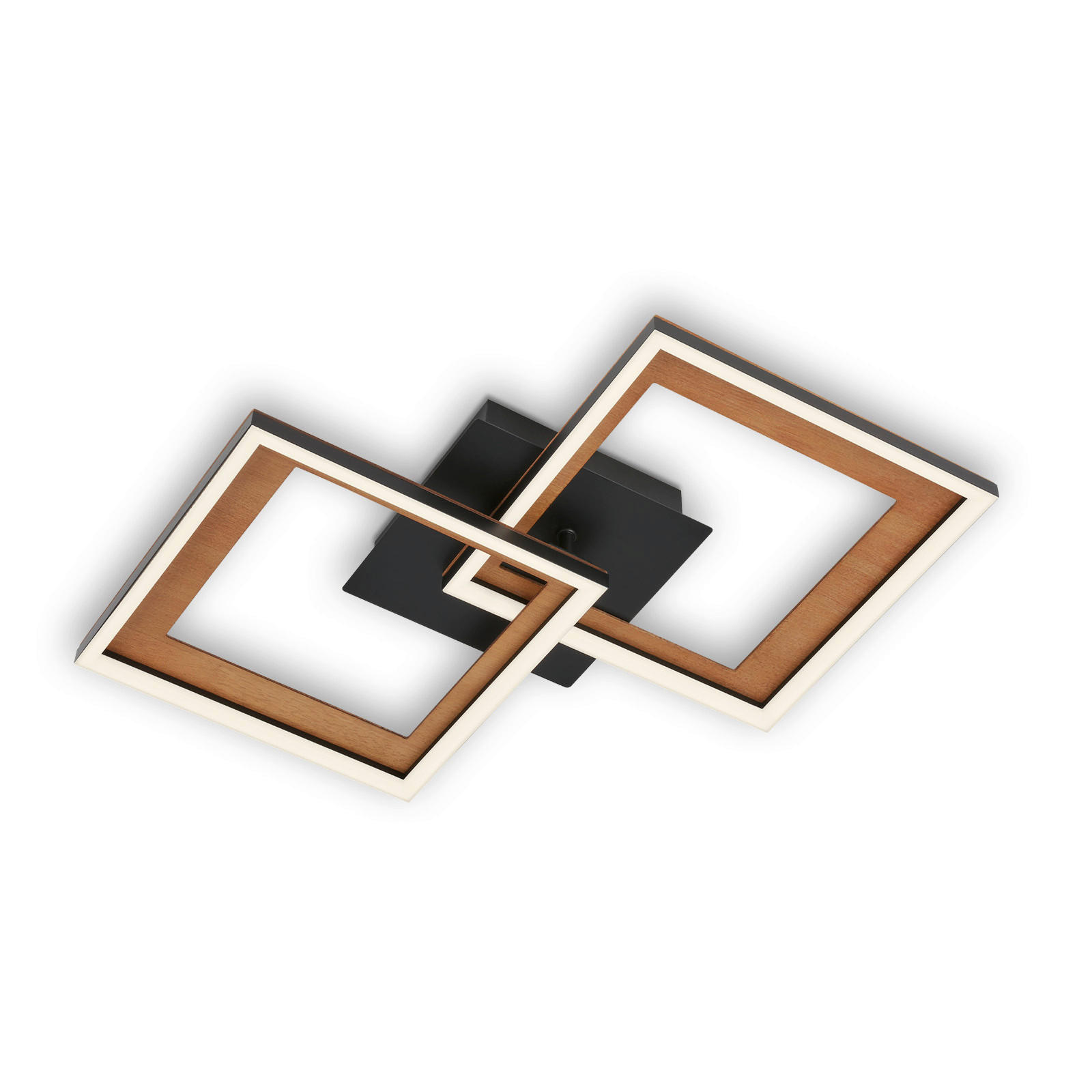 LED SVJETILJKA STROPNA Frame  - crna, Natur, drvo/metal (44/44/8cm)