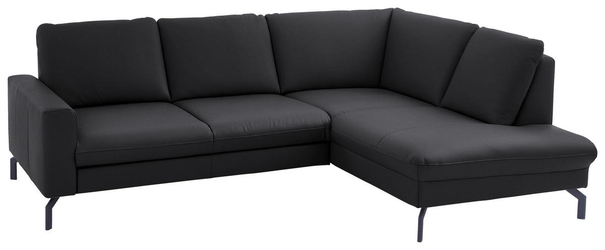 ECKSOFA in Echtleder Anthrazit  - Anthrazit/Schwarz, Design, Leder/Metall (250/194cm) - Beldomo Premium