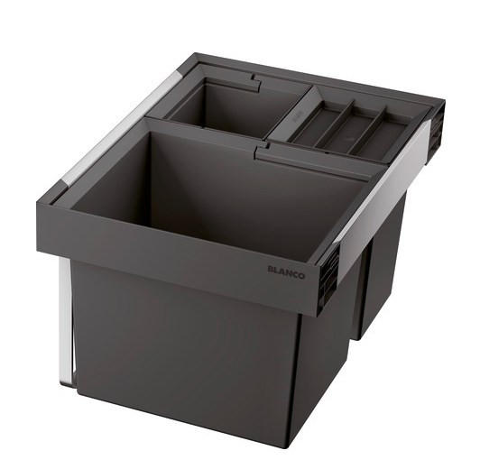 EINBAUABFALLSAMMLER 46 L  - Edelstahlfarben/Anthrazit, Basics, Kunststoff/Metall (55/32,5/40cm) - Blanco