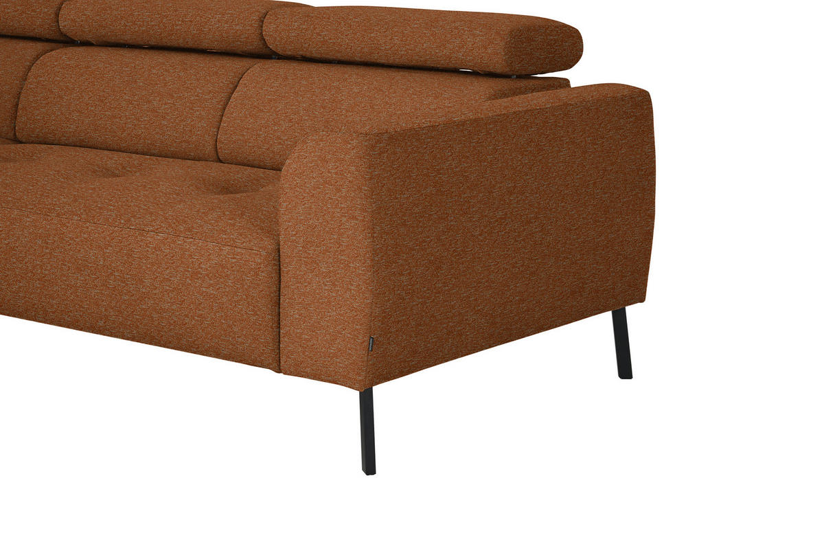 ECKSOFA in Struktur Rostfarben  205/280 cm  - Rostfarben/Schwarz, Design, Textil/Metall (205/280cm) - Xora