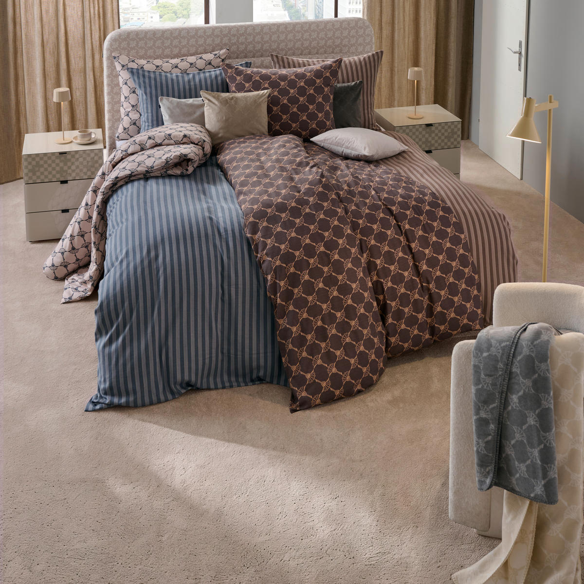 WENDEBETTWÄSCHE 2-teilig Soft Cornflower Flanell 140/200 cm  - Braun, Basics, Textil (140/200cm) - Elegante