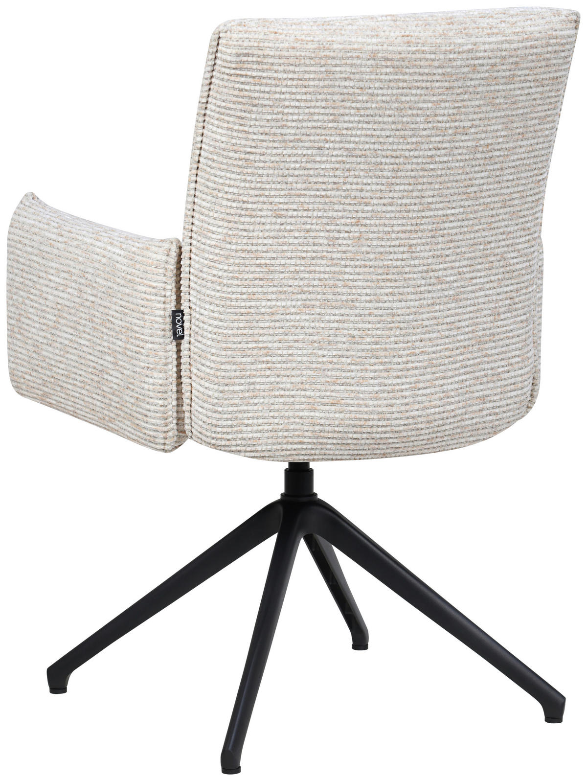 ARMLEHNSTUHL  Sitzfläche 360° drehbar, inklusive Armlehnen, automatische Rückholfunktion Webstoff  - Beige/Schwarz, Design, Textil/Metall (65/91/65cm) - Novel