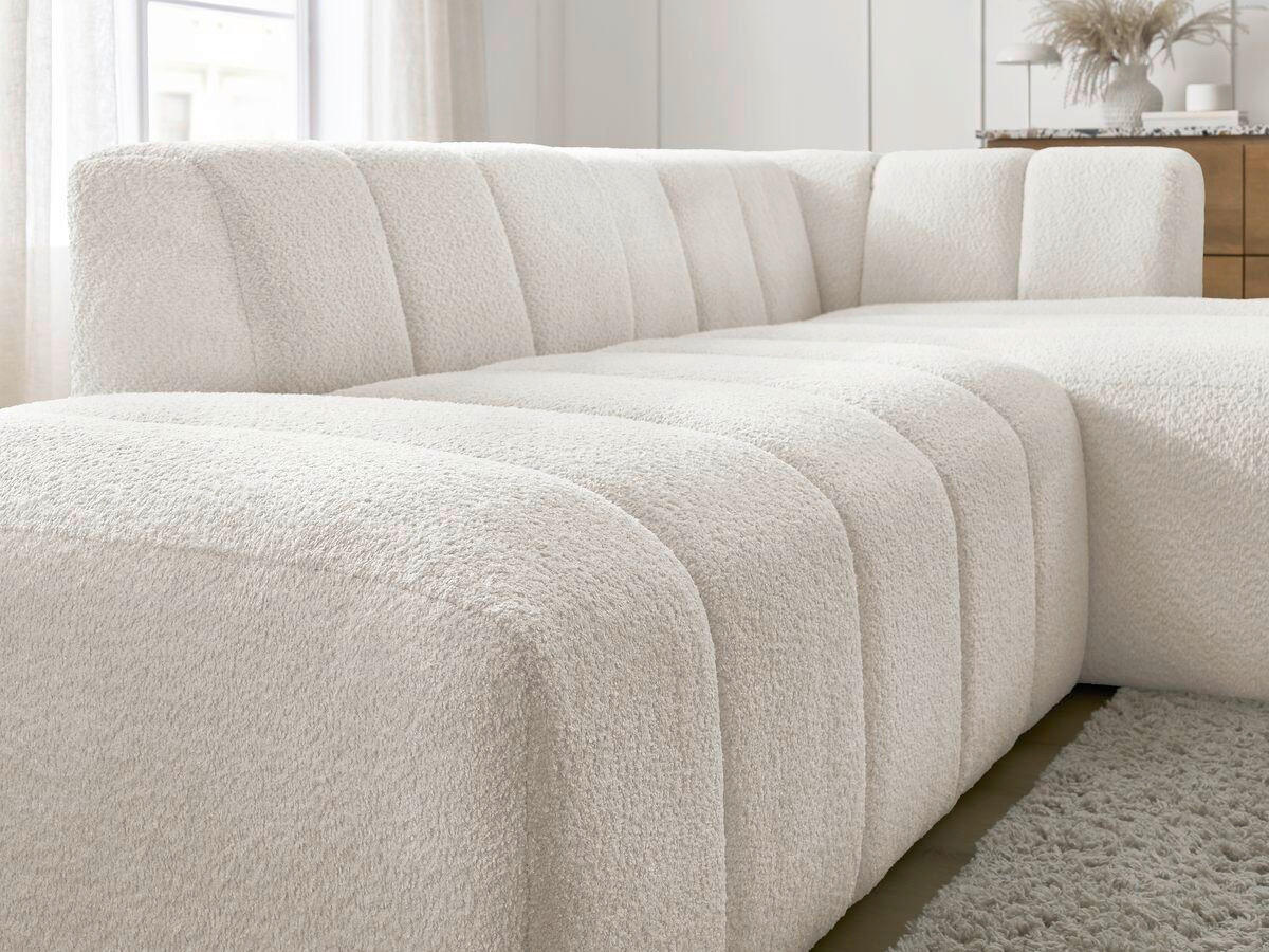 ECKSOFA  ANNECY Weiß Bouclé  - Schwarz/Weiß, MODERN, Kunststoff/Textil (262/170cm)