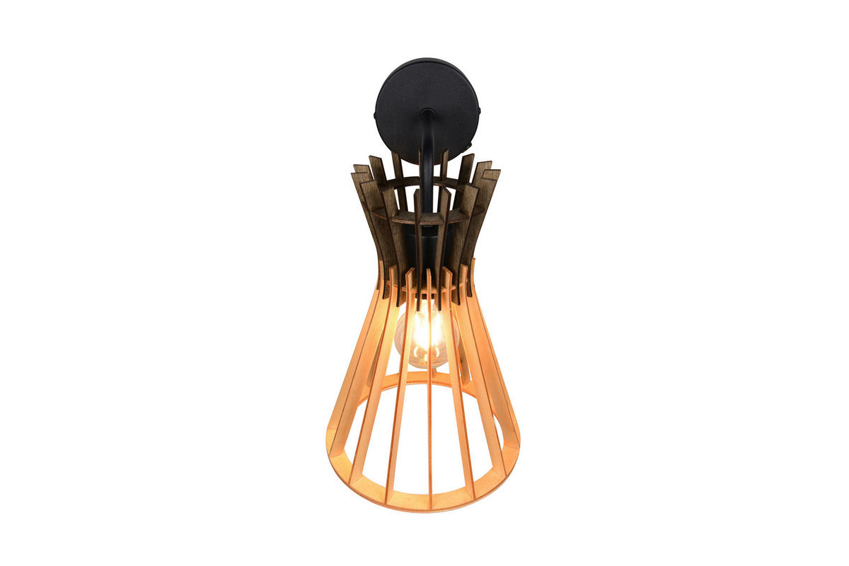 VÄGGLAMPA 20/24/35,5 cm   - svart/naturfärgad, Natur, metall/trä (20/24/35,5cm)