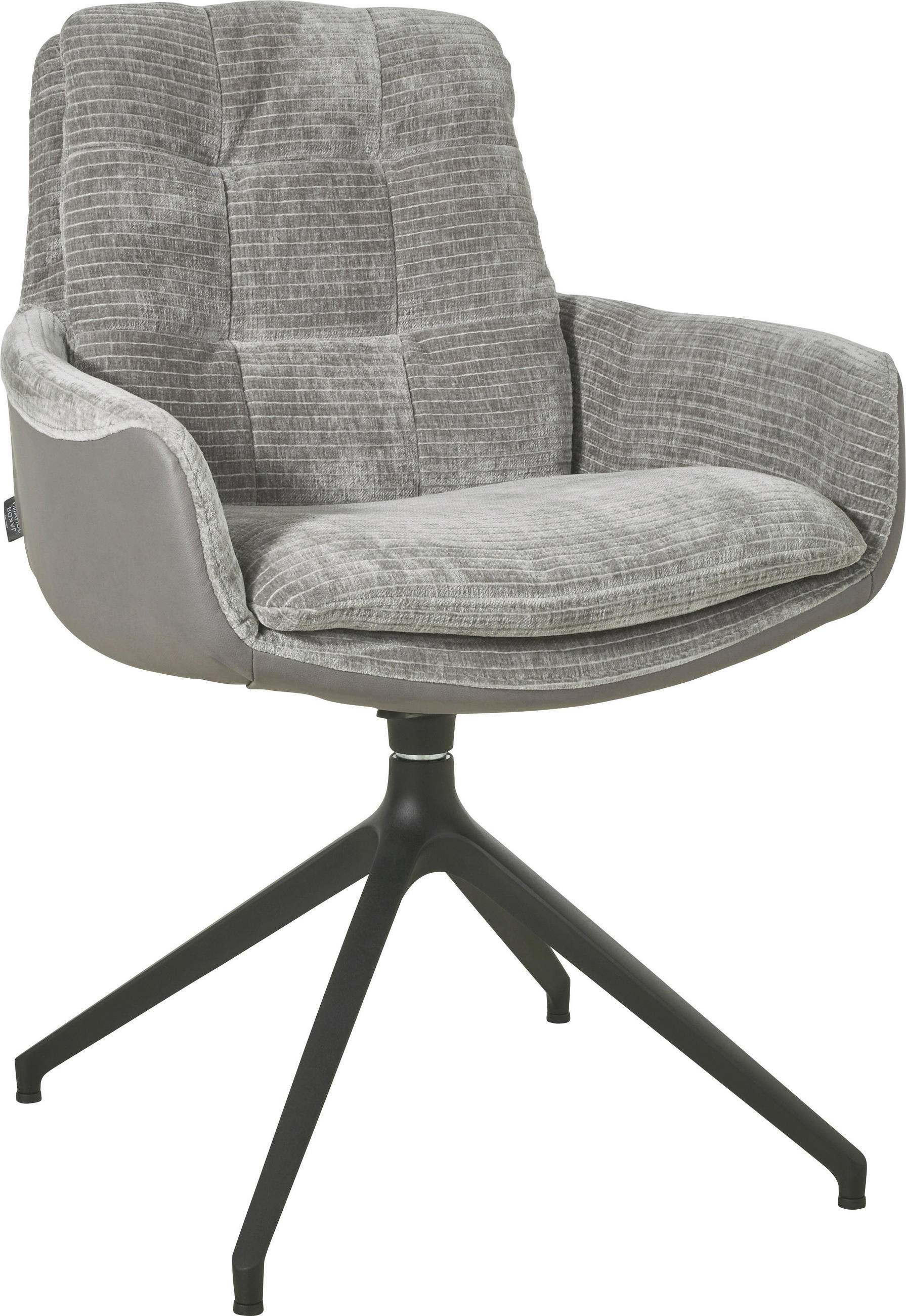 ARMLEHNSTUHL in Chenille, Mikrofaser - Schwarz/Grau, Design, Textil/Metall (63/90/69cm) - Johann Jakob