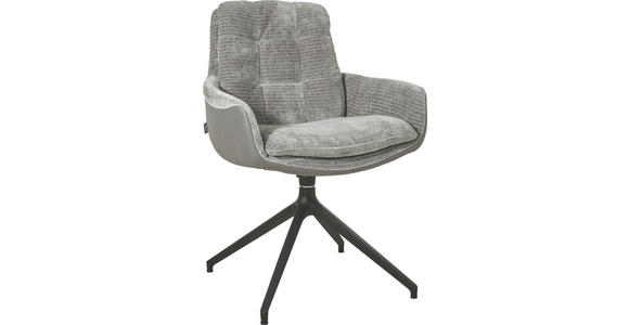 ARMLEHNSTUHL in Chenille, Mikrofaser - Schwarz/Grau, Design, Textil/Metall (63/90/69cm) - Johann Jakob