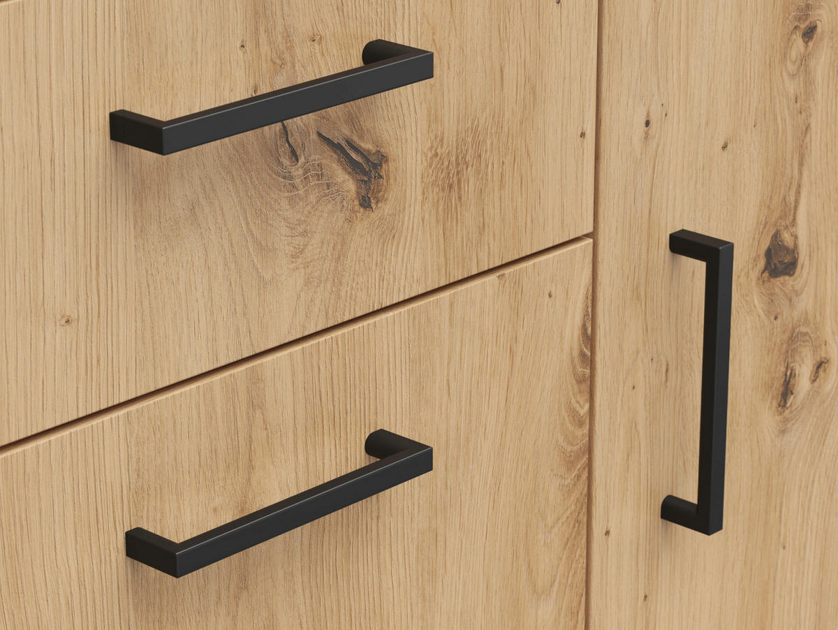 KOMODA, dub artisan, 80/83/52 cm - černá/antracitová, Moderní, kompozitní dřevo/plast (80/83/52cm) - Carryhome