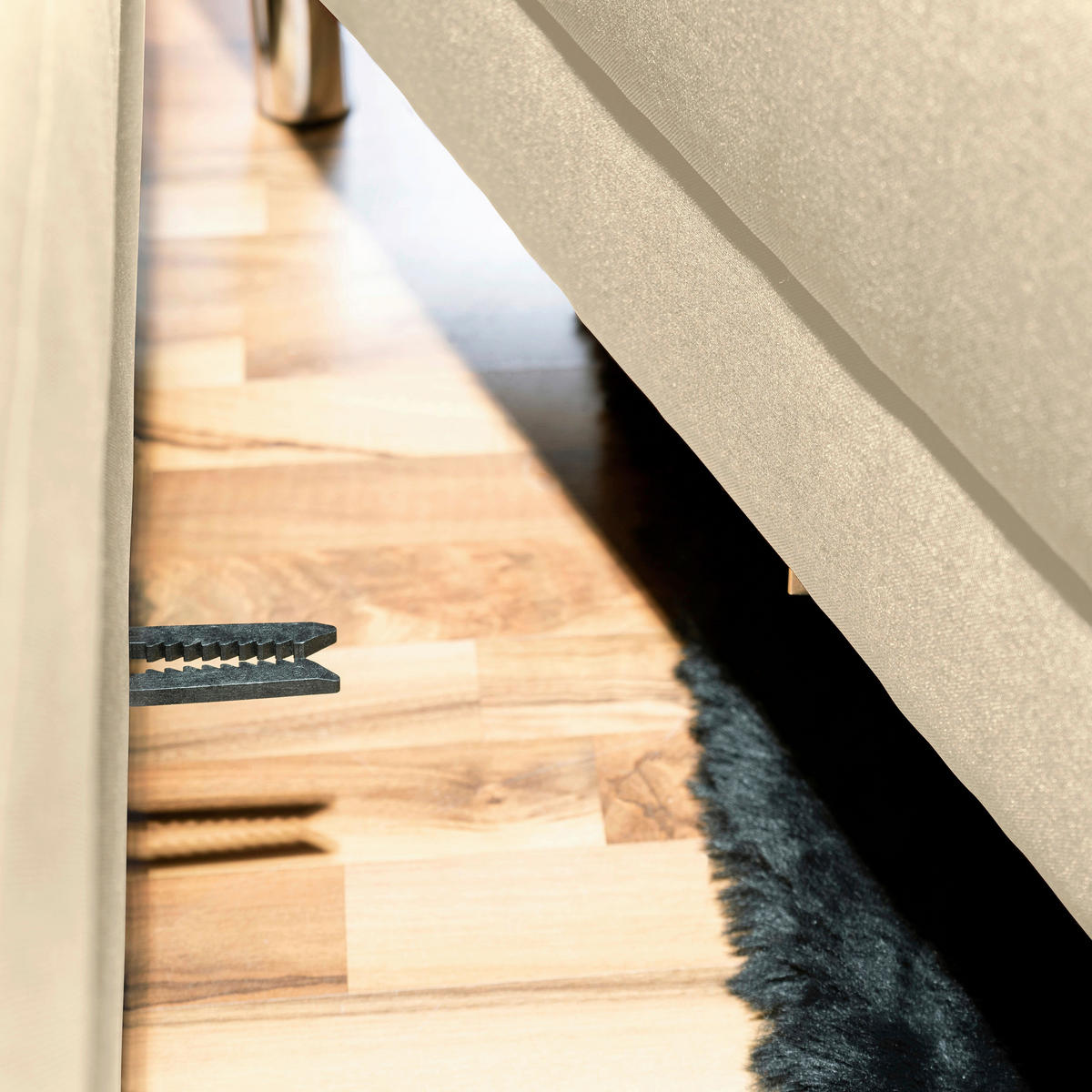 ECKSCHLAFSOFA inkl. Hocker in Beige Textil   - Chromfarben/Beige, Konventionell, Textil/Metall (152/230cm) - Max Winzer