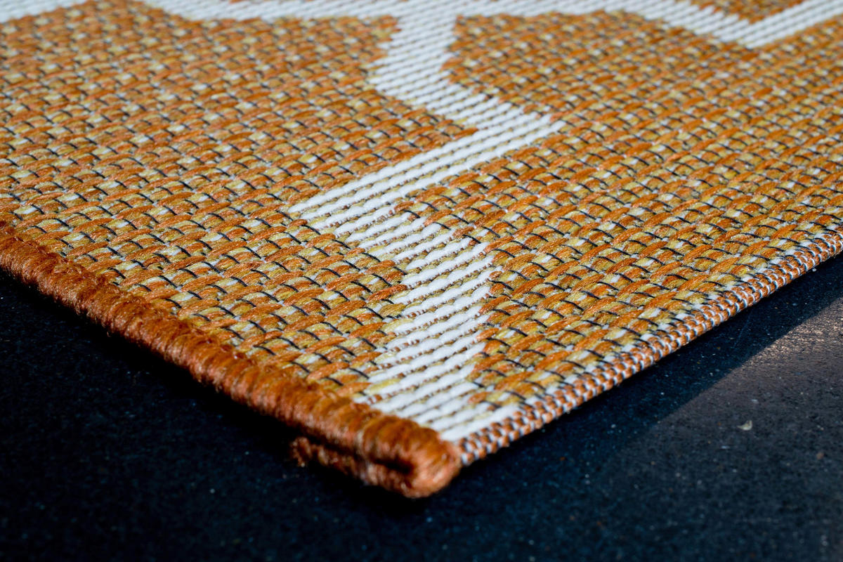 FLACHWEBETEPPICH 160/230 cm Amalfi Gelb, Weiß, Rostfarben  - Rostfarben/Gelb, KONVENTIONELL, Textil (160/230cm) - Novel