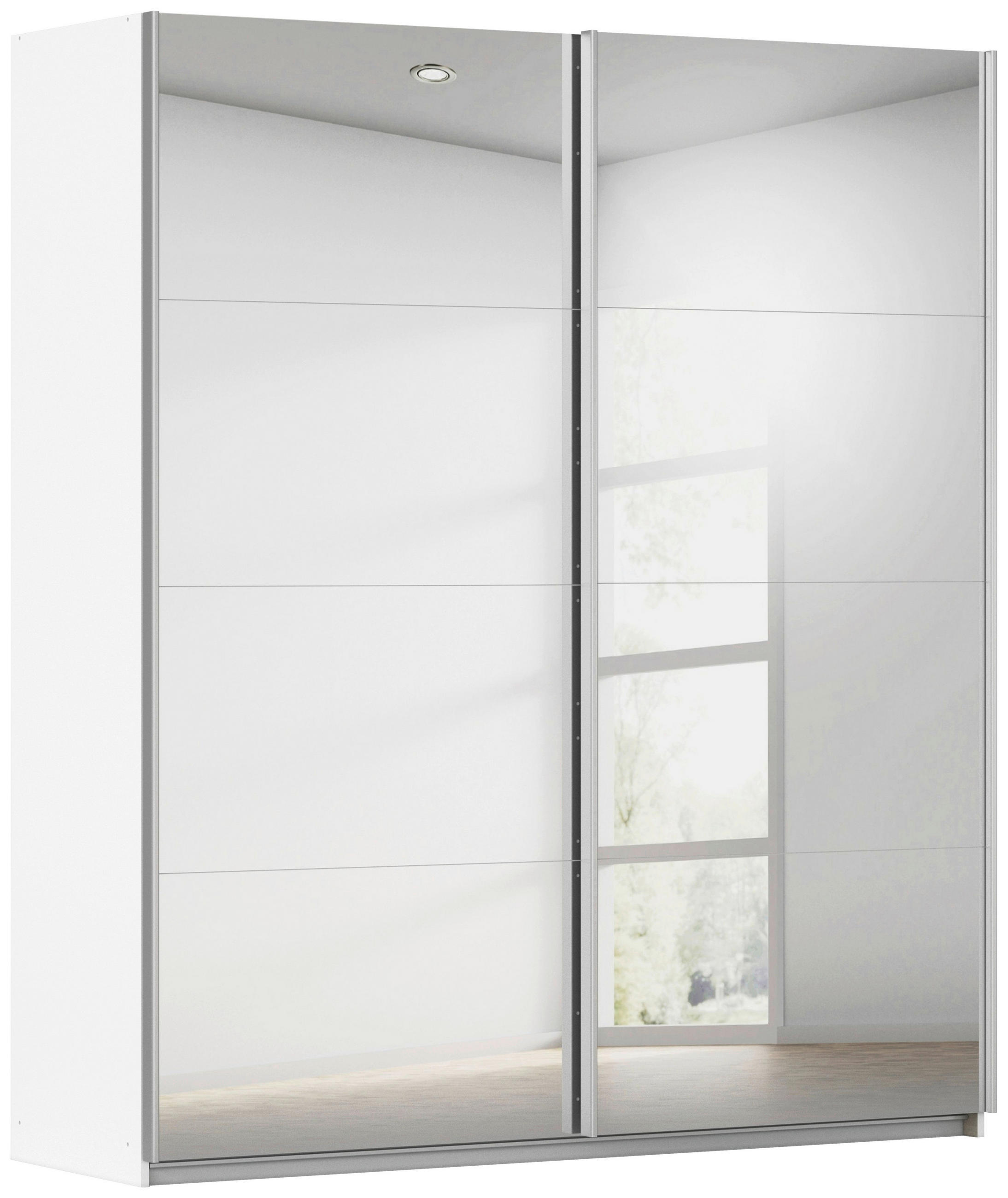SCHWEBETÜRENSCHRANK 181/210/62 cm 2 Tür(en)-türig Weiß  - Alufarben/Weiß, KONVENTIONELL, Glas/Holzwerkstoff (181/210/62cm) - home24