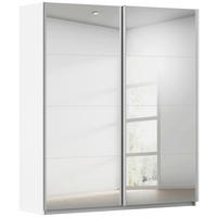 SCHWEBETÜRENSCHRANK 181/210/62 cm 2 Tür(en)-türig Weiß  - Alufarben/Weiß, KONVENTIONELL, Glas/Holzwerkstoff (181/210/62cm) - home24
